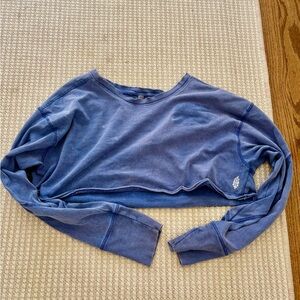 Blue Cropped Long Sleeve Shirt